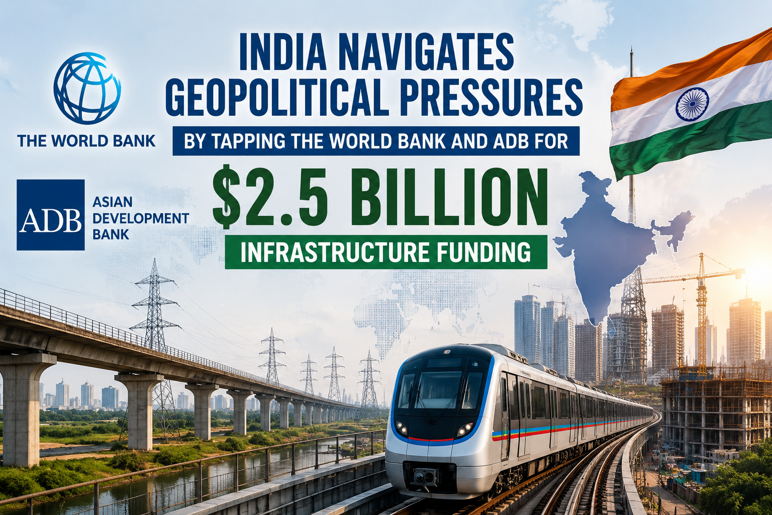 India $2.5 billion infrastructure funding secured through the World Bank and ADB aims to accelerate infrastructure development and economic growth across the country.