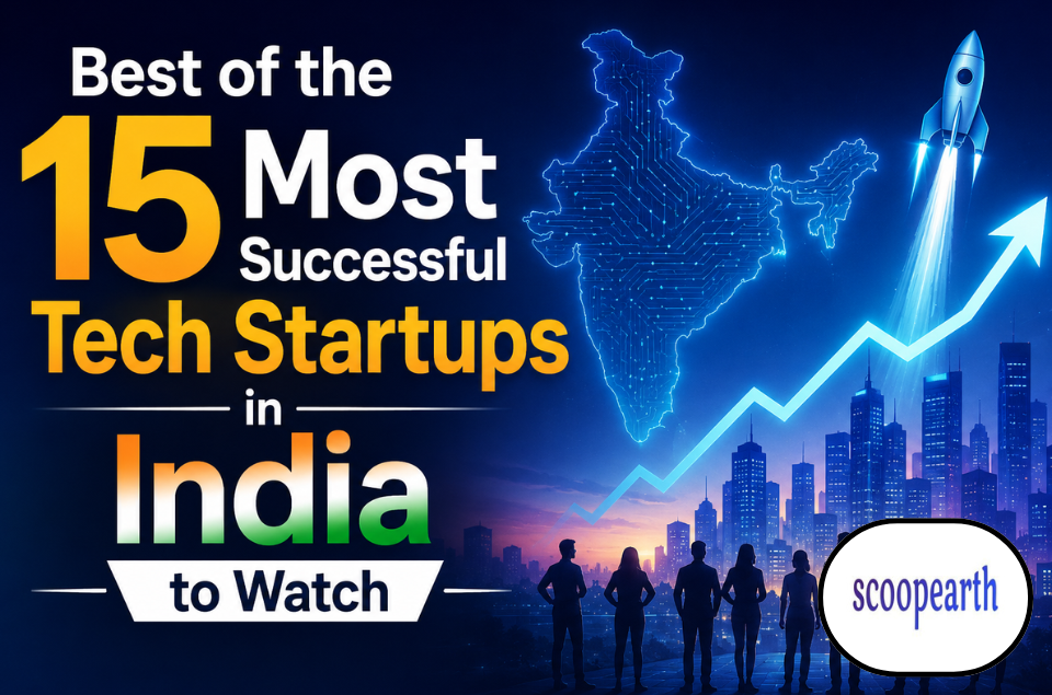 Successful Tech Startups in India featuring India's leading technology startups driving innovation in AI, fintech, SaaS, EV, and digital transformation.