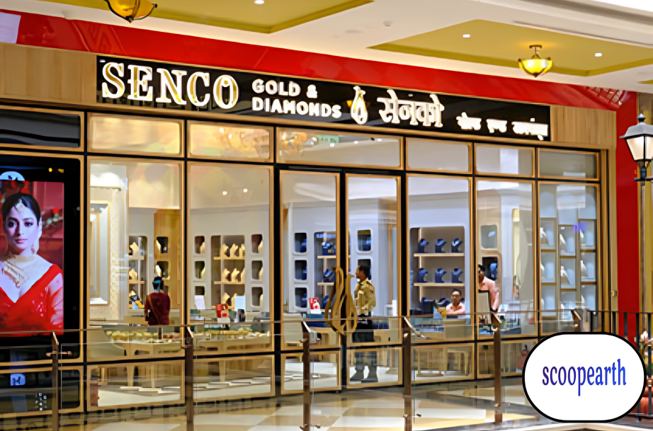 Senco Gold Q1 revenue growth chart detailing a 60% YoY surge and 38% same-store sales growth for 2026.