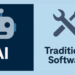 AI Agents vs Traditional Software comparison showing automation, decision-making, and business productivity differences